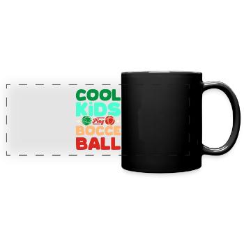 Children cool kids play Bocce Ball - Full Colour Panoramic Mug - black - Front