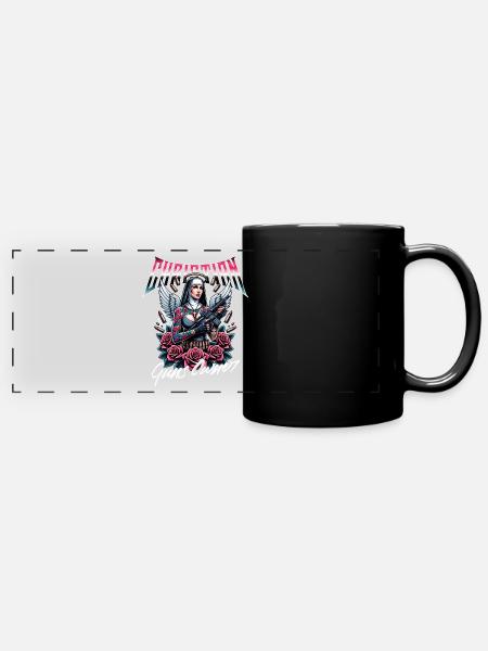 Leidenschaftlicher Gläubiger Waffen Christ - Panorama-Tasse farbig - Schwarz