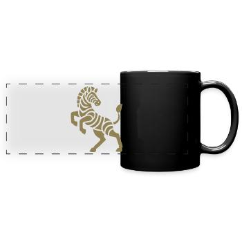 Zebra Silhouette Kunststück Minimal Design - Panorama-Tasse farbig - Schwarz - Vorne