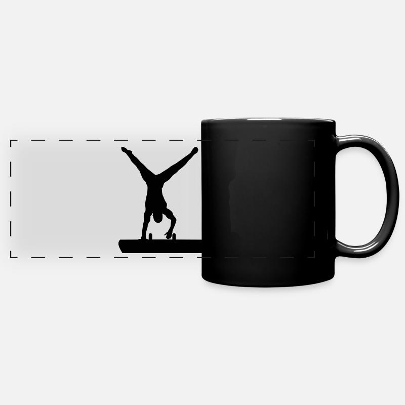 Gymnastique, gymnaste sur le cheval d'arçons - Mug panoramique uni - noir