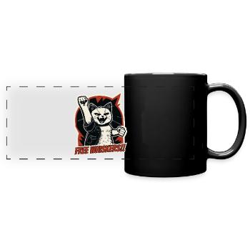 Kitty 's rage of a cat and the machine - Full Colour Panoramic Mug - black - Front