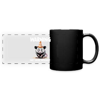 Lustige Opossum-Warnung kann Unheil anrichten - Panorama-Tasse farbig - Schwarz - Vorne