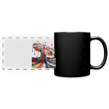 Regenbogen-Farbexplosion - Panorama-Tasse farbig - Schwarz - Vorne