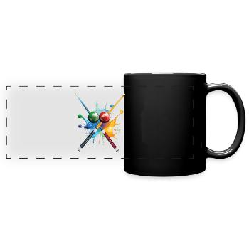 Billard Pool Snooker Queue Kugeln Splash Bunt - Panorama-Tasse farbig - Schwarz - Vorne