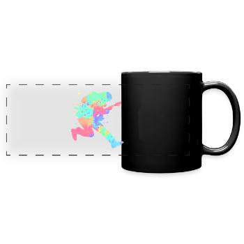 Gitarrist - Panorama-Tasse farbig - Schwarz - Vorne