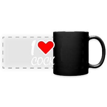 I love cock - Panorama-Tasse farbig - Schwarz - Vorne