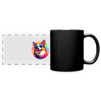 Corgi coloré avec des lunettes de soleil - Mug panoramique uni - noir - Devant