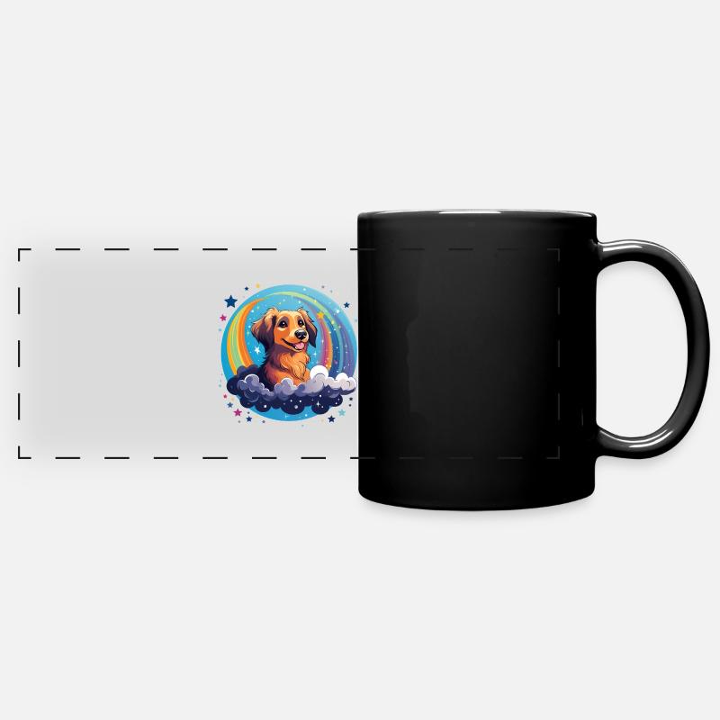 Dog with rainbow sky - Full Colour Panoramic Mug - black