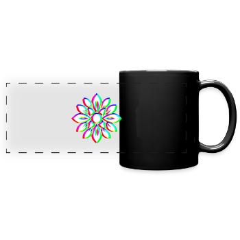 EDM Trikolor - Floral Mandala - Glitch Rave style - Panorama-Tasse farbig - Schwarz - Vorne