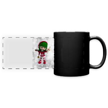Grüner Elf - Panorama-Tasse farbig - Schwarz - Vorne