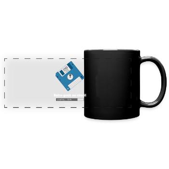 Retro geek au reveil look disquette - Mug panoramique uni - noir - Devant
