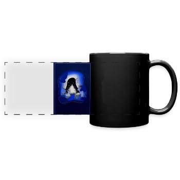 Waldweihnacht im Scherenschnitt Stil - Panorama-Tasse farbig - Schwarz - Vorne