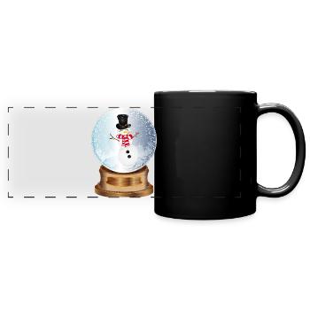 Belle boule à neige nostalgique avec bonhomme de neige - Mug panoramique uni - noir - Devant
