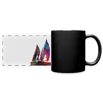 Segelsport Kunst #sailing - Panorama-Tasse farbig - Schwarz - Vorne