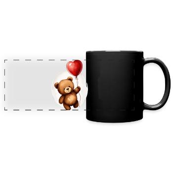 Bär mit Ballon - Panorama-Tasse farbig - Schwarz - Vorne