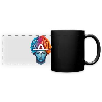 Männer Denken - Panorama-Tasse farbig - Schwarz - Vorne