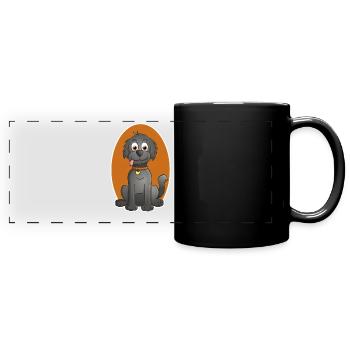 Cheerful Illustration of a dog in cartoon style - Full Colour Panoramic Mug - black - Front
