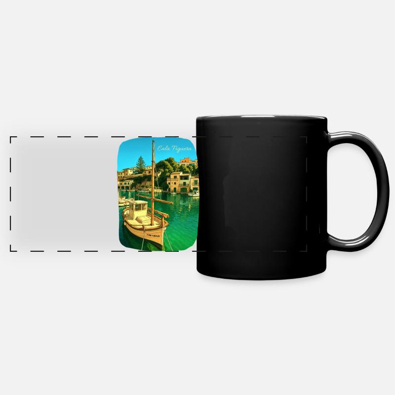 Cala Figuera - Mallorca - Panorama-Tasse farbig - Schwarz