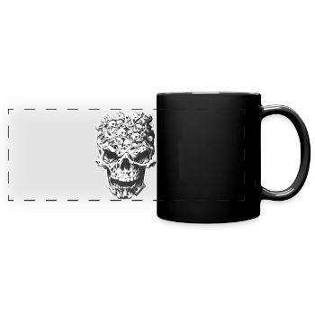 Schädel der Schädel - Panorama-Tasse farbig - Schwarz - Vorne