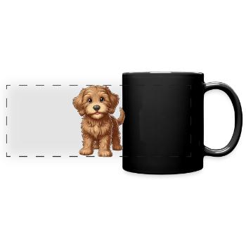 Labradoodle Welpe süß - Panorama-Tasse farbig - Schwarz - Vorne