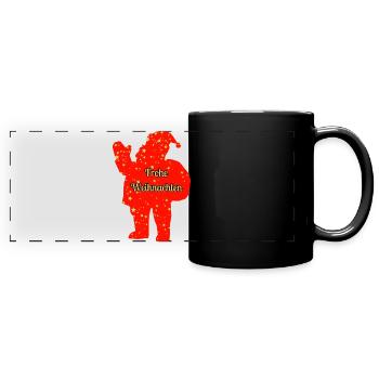 Weihnachtsmann rot Frohe Weihnachten Text - Panorama-Tasse farbig - Schwarz - Vorne