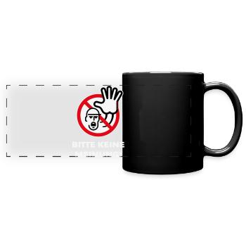 Bitte Keine Meinung! (Warnzeichen Warnschild / 3C) - Panorama-Tasse farbig - Schwarz - Vorne