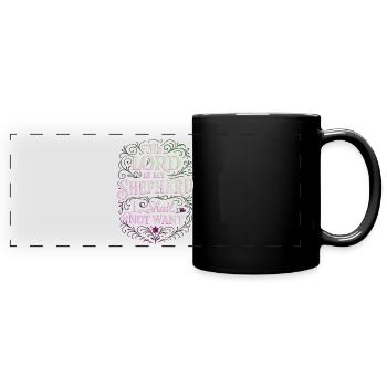 Der Herr ist mein Hirte Psalm 23 - Panorama-Tasse farbig - Schwarz - Vorne