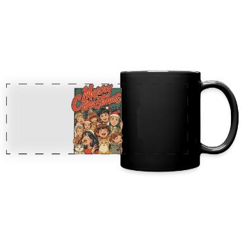 Retro Christmas Kids Cats Cartoon - Full Colour Panoramic Mug - black - Front