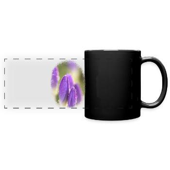 Crocus violets Fleurs violettes Motif floral avec rosée - Mug panoramique uni - noir - Devant
