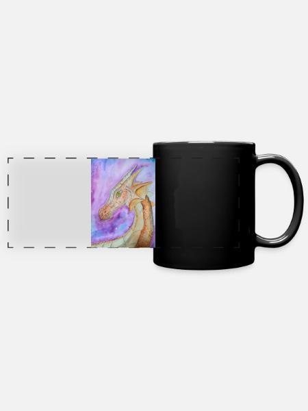 Drache handgezeichnet - Panorama-Tasse farbig - Schwarz