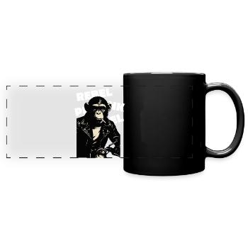 Rebellious Monkey on the motor - Full Colour Panoramic Mug - black - Front