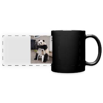 I Need A Minute Panda Meme Funny Humor - Full Colour Panoramic Mug - black - Front