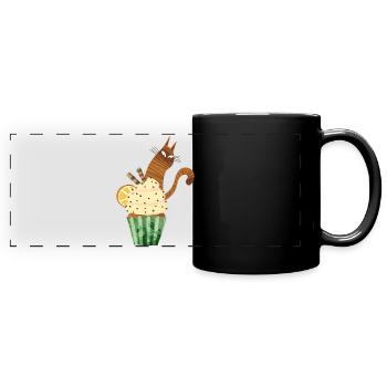 Mignonne conception de cupcakes pour chats, nourriture Kawaii pour chats drôle - Mug panoramique uni - noir - Devant