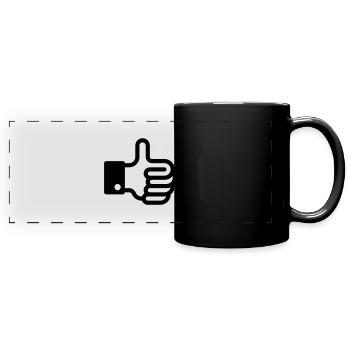 Pouces vers le haut / pouce vers le haut - Mug panoramique uni - noir - Devant