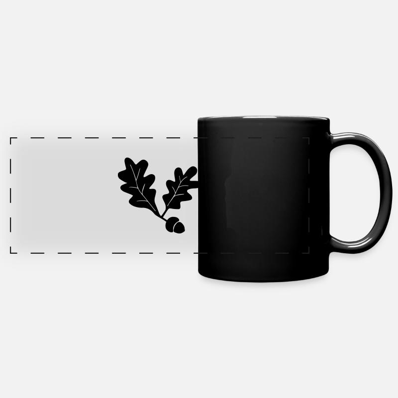 Eichenlaub - Panorama-Tasse farbig - Schwarz