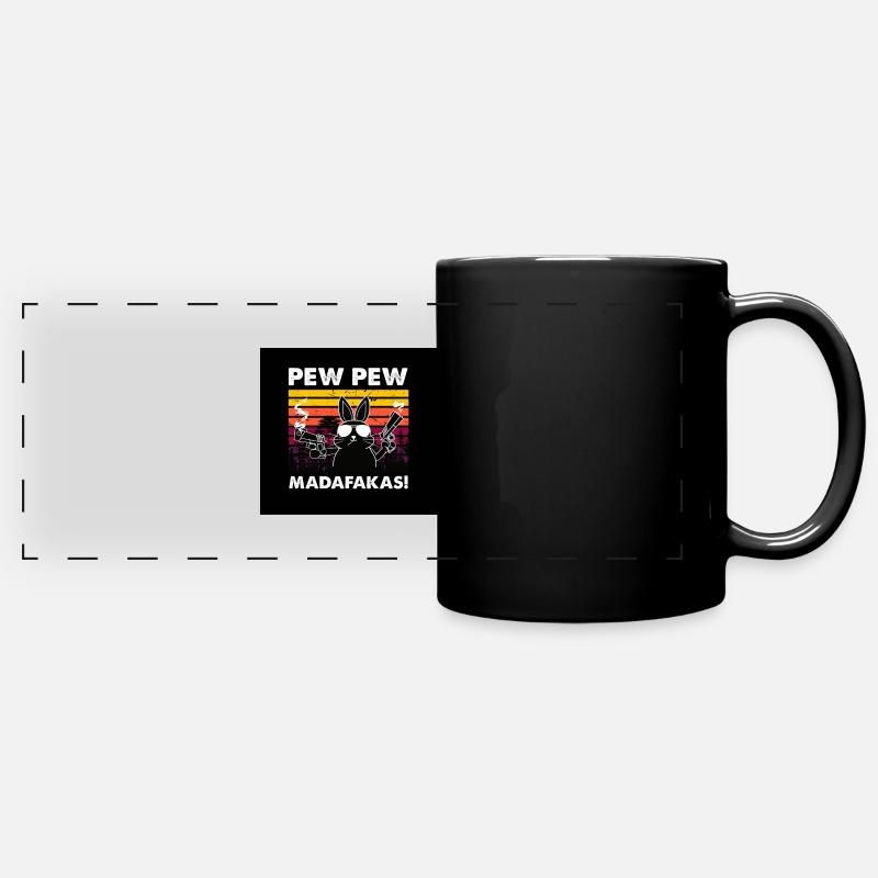 Rabbit Pew Pew Mask - Full Colour Panoramic Mug - black