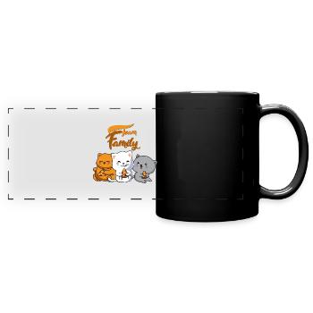 team family cat pizza department head love - Full Colour Panoramic Mug - black - Front