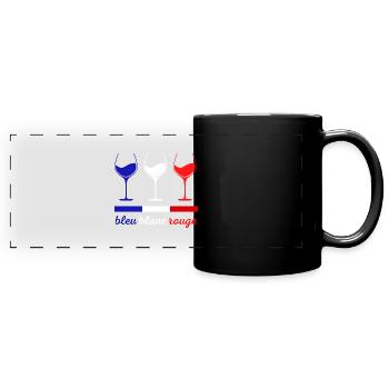 Verres de Vin Français bleu blanc et rouge - Mug panoramique uni - noir - Devant