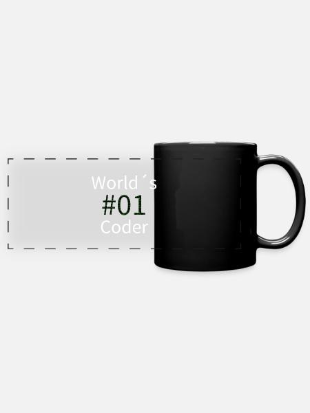Worlds 01 Coder - Panorama-Tasse farbig - Schwarz