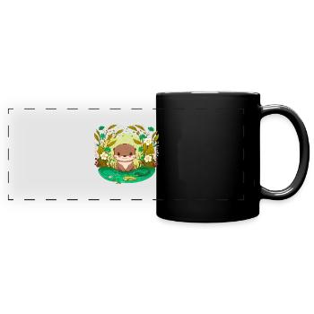 bébé loutre Kawaii - Mug panoramique uni - noir - Devant