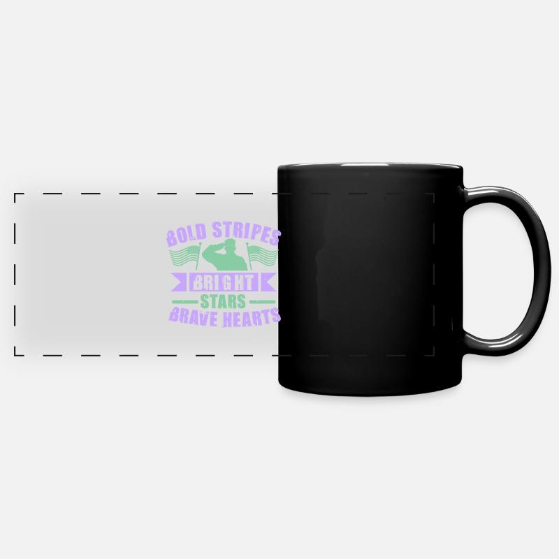 BOLD STRIPES BRIGHT STARS BRAVE HEARTS - Full Colour Panoramic Mug - black