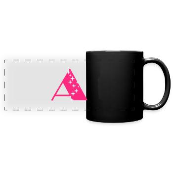 Buchstabe A Glitzer - Panorama-Tasse farbig - Schwarz - Vorne