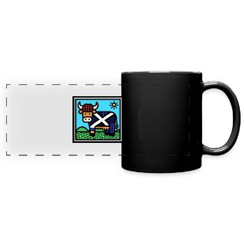 Scottish Highland Cow - Pop Art - Full Colour Panoramic Mug - black - Front