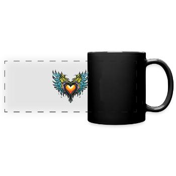 Heart Wings - Full Colour Panoramic Mug - black - Front