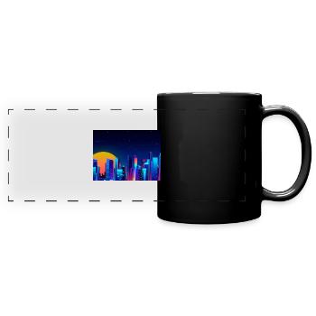Back of city background - Full Colour Panoramic Mug - black - Front