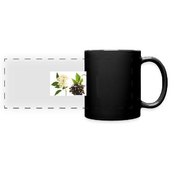 Holunder - Panorama-Tasse farbig - Schwarz - Vorne