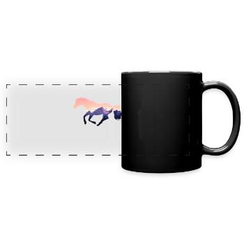 Wild Horse Wild Horses Riding Riders Gift Stud Farm - Full Colour Panoramic Mug - black - Front
