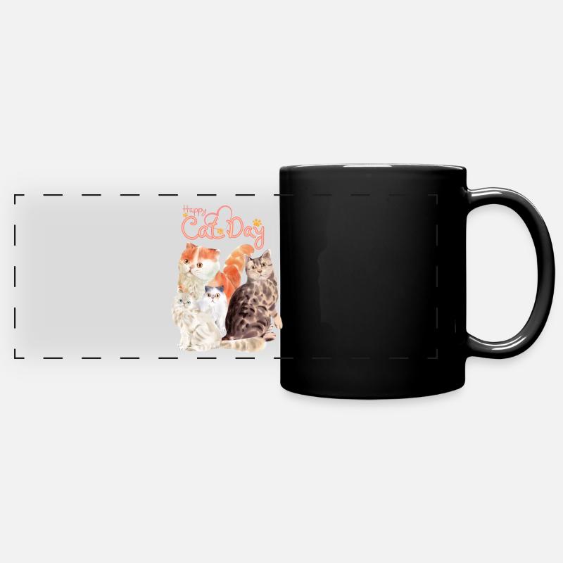 happy cat day - Full Colour Panoramic Mug - black