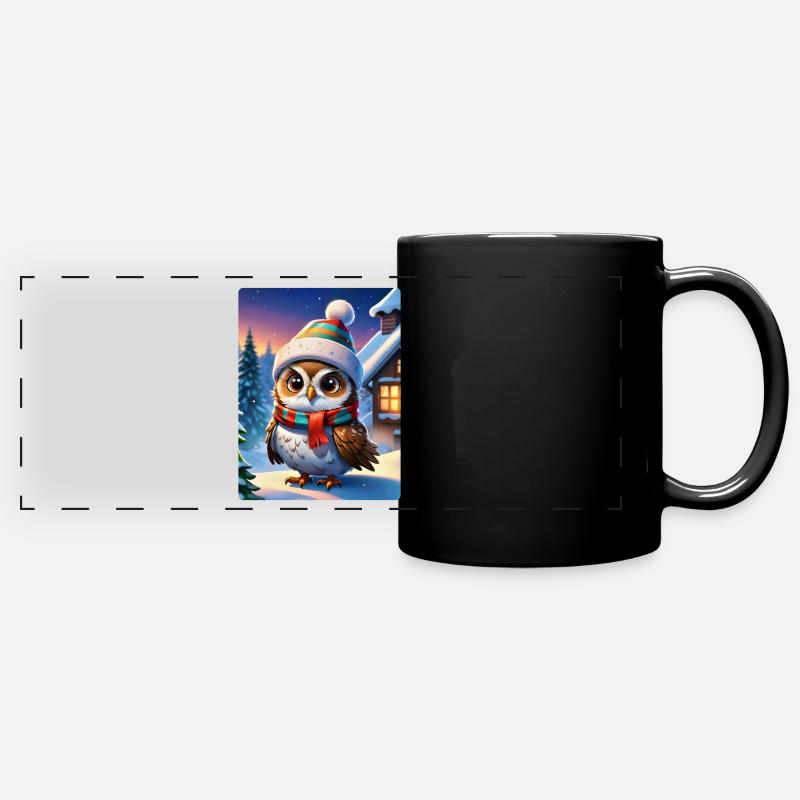 Anime Winter Landscape Owl 1.4 - Full Colour Panoramic Mug - black