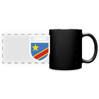Kongo - Nationalfahne im Wappen - Panorama-Tasse farbig - Schwarz - Vorne